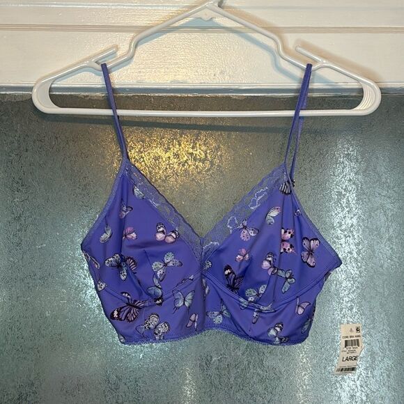 NWT INC International Concepts Blue Butterfly underwire Bandeau Bra Size Large - Picture 1 of 7